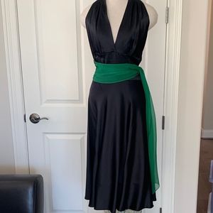 Miguelina Black Halter Cocktail Dress